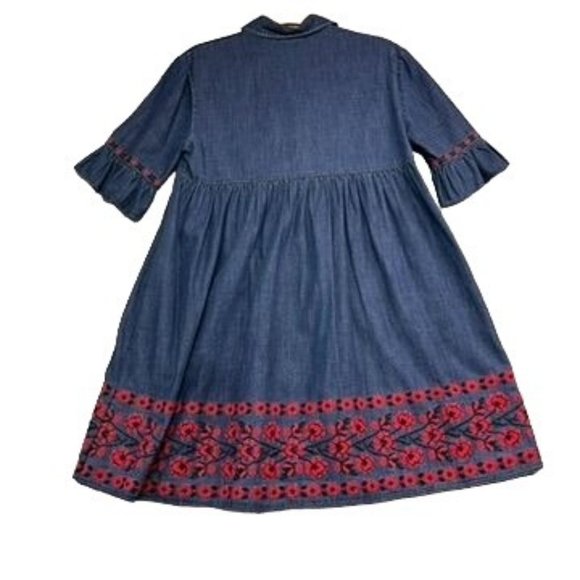 Kate Spade Broome Street Denim Embroidered Floral Shirt Dress - Picture 2 of 11